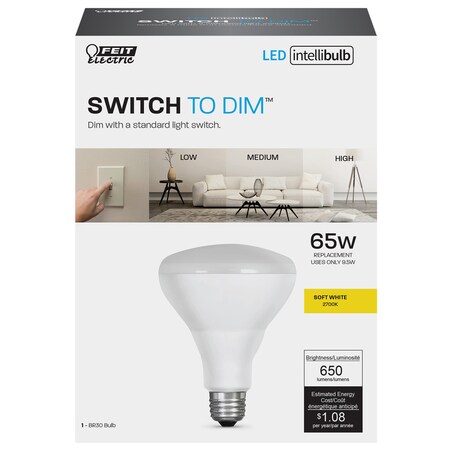 Feit Electric Feit BR30 E26 (Medium) LED Bulb Soft White 65 Watt Equivalence 1 pk BR308273DIMLEDI